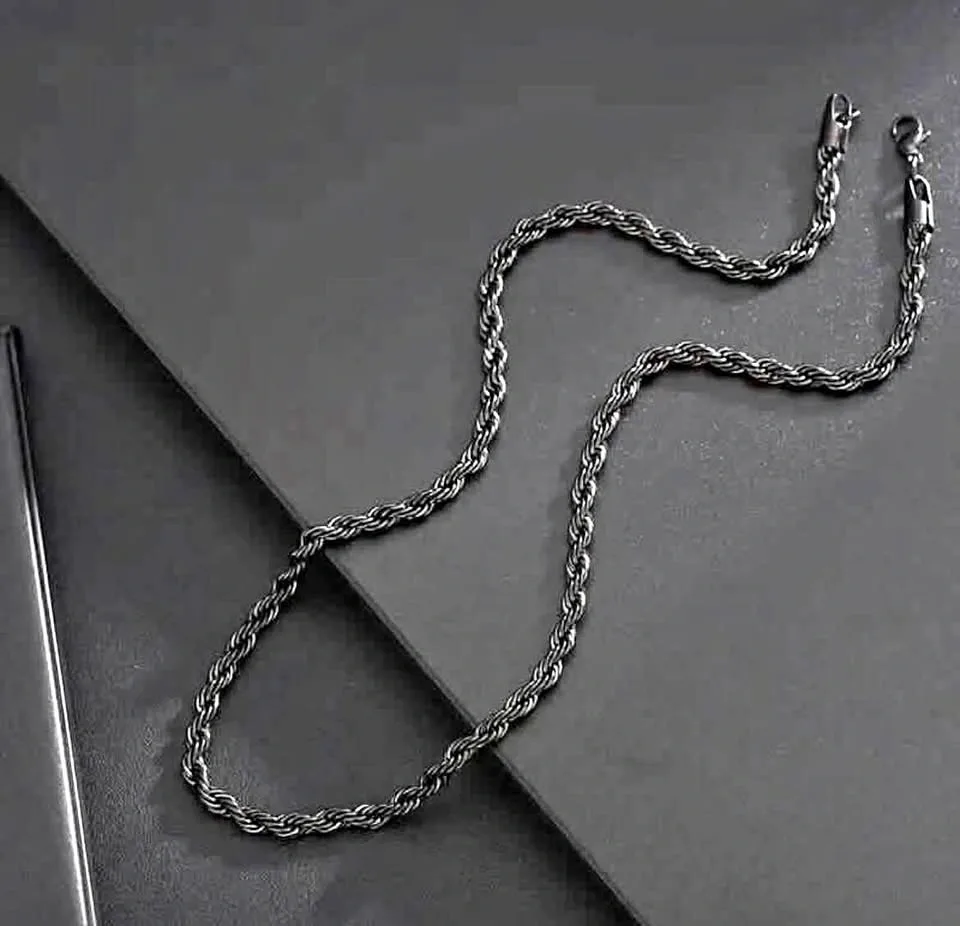 Black Titanium Steel Chain 19.68” 3mm Men's Necklace