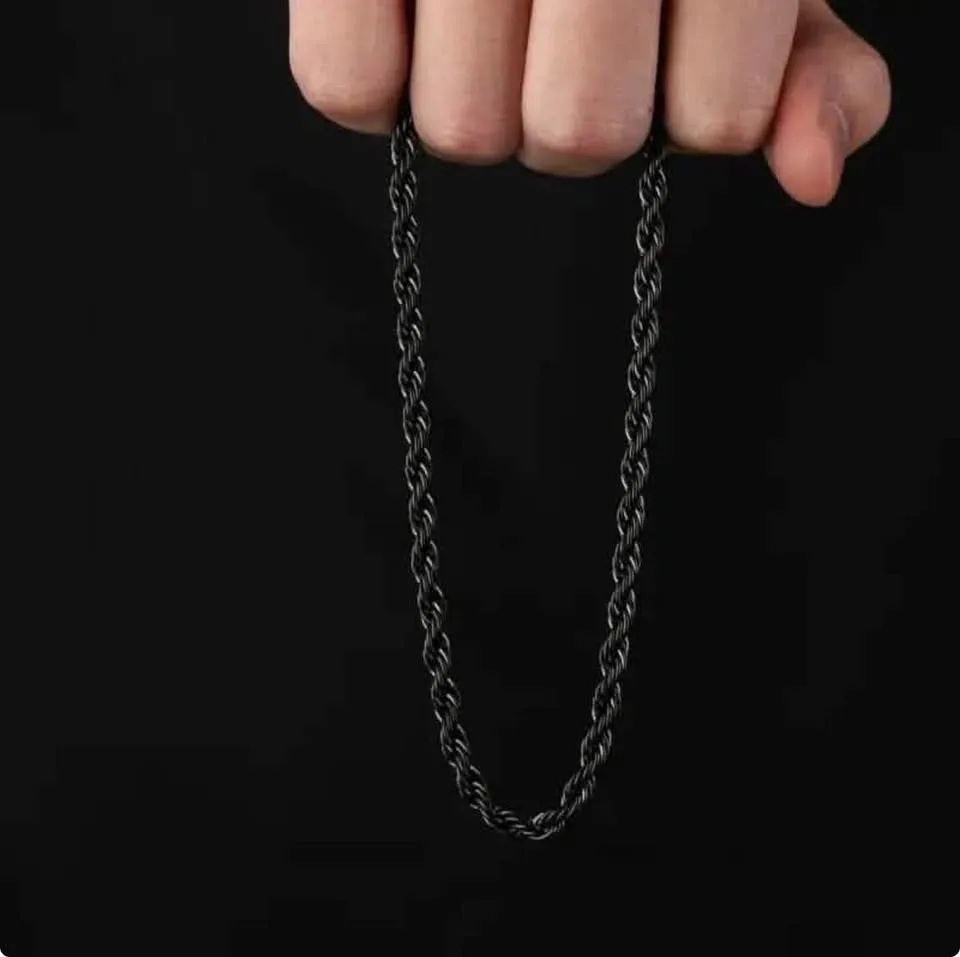 Black Titanium Steel Chain 19.68” 3mm Men's Necklace - photo 2