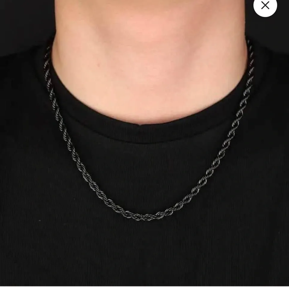 Black Titanium Steel Chain 19.68” 3mm Men's Necklace - photo 3