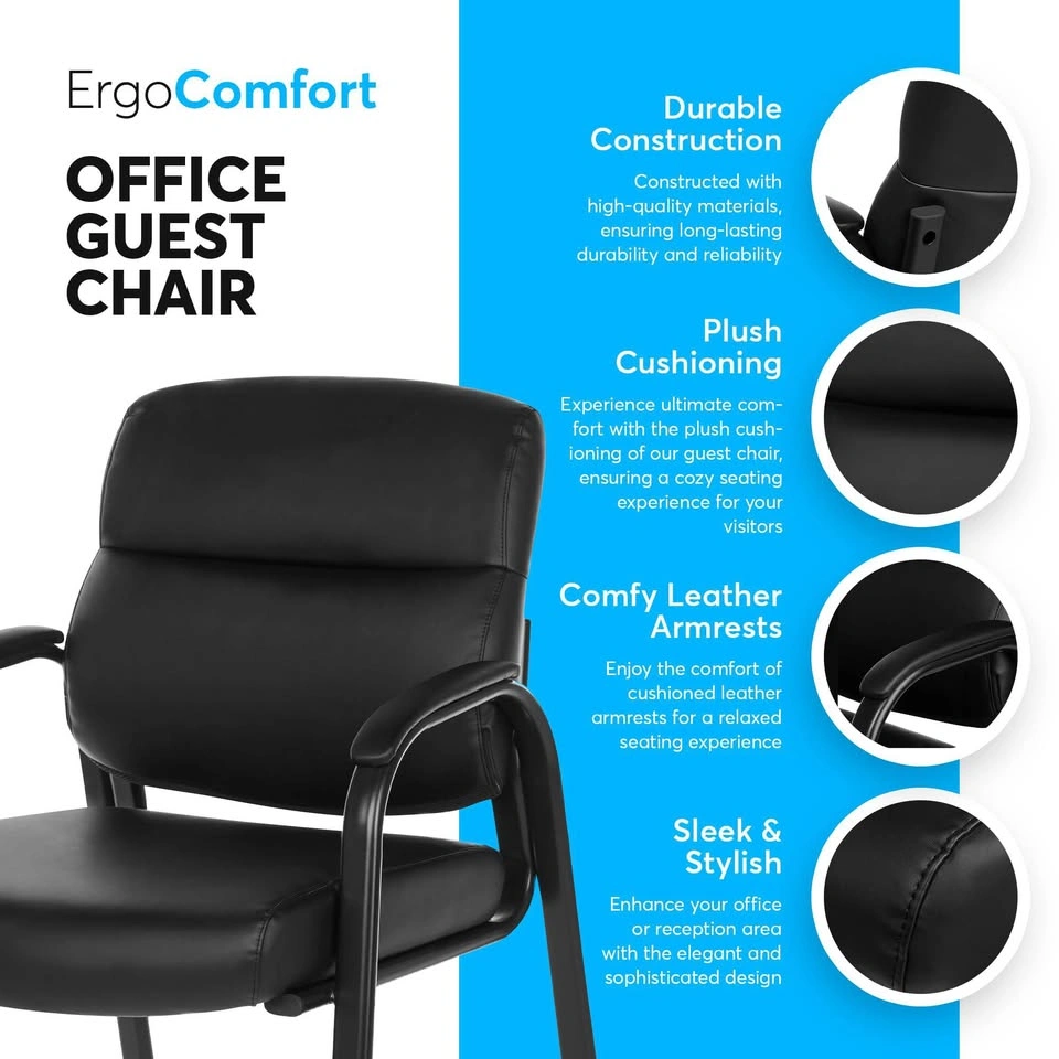Oline Leather Guest Reception Chairs – Set of 4 – New - photo 2