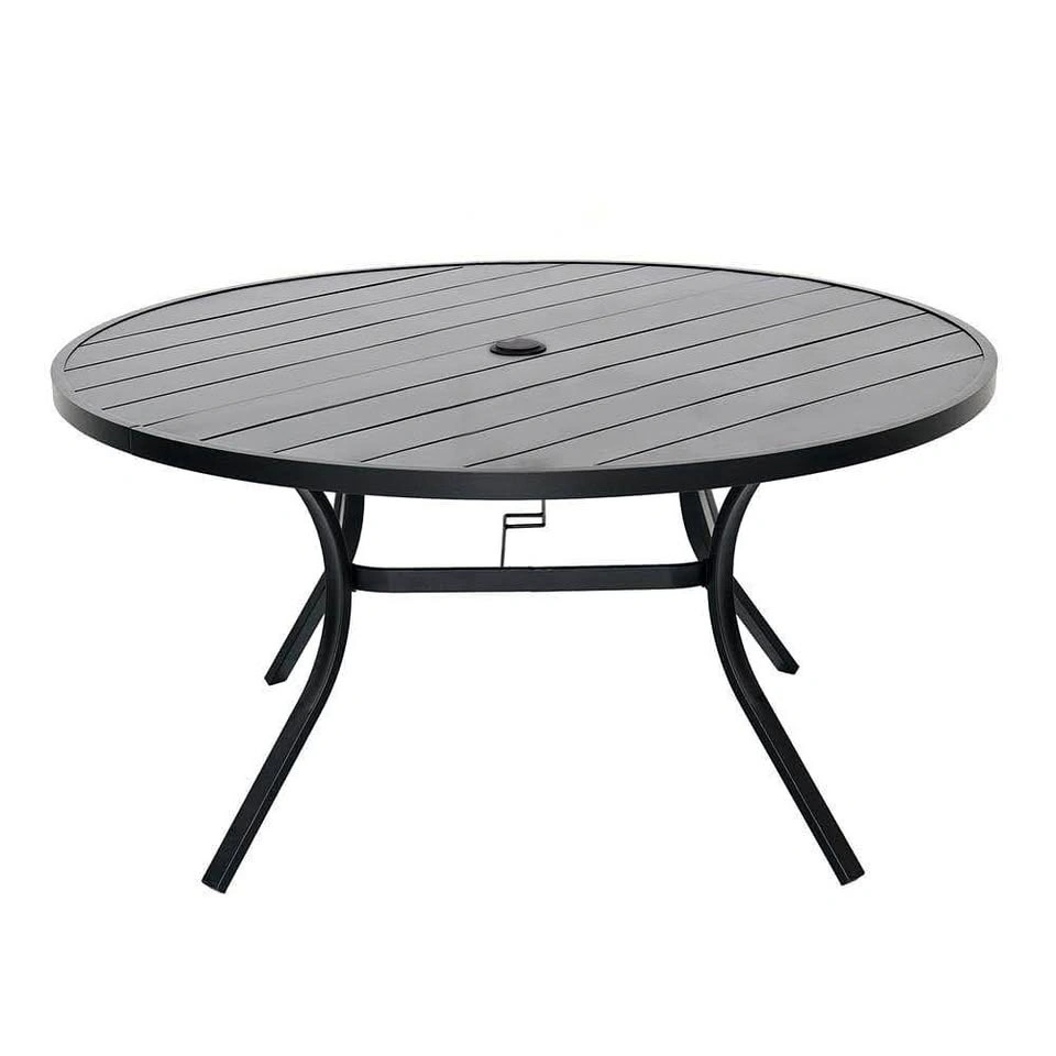 58” Round Black Metal Outdoor Dining Table – New