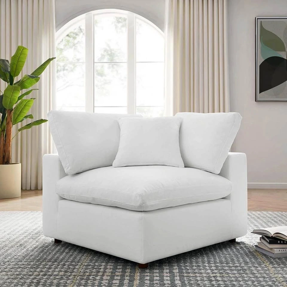 39.3” Modular Corner Sofa Chair – White Linen – New