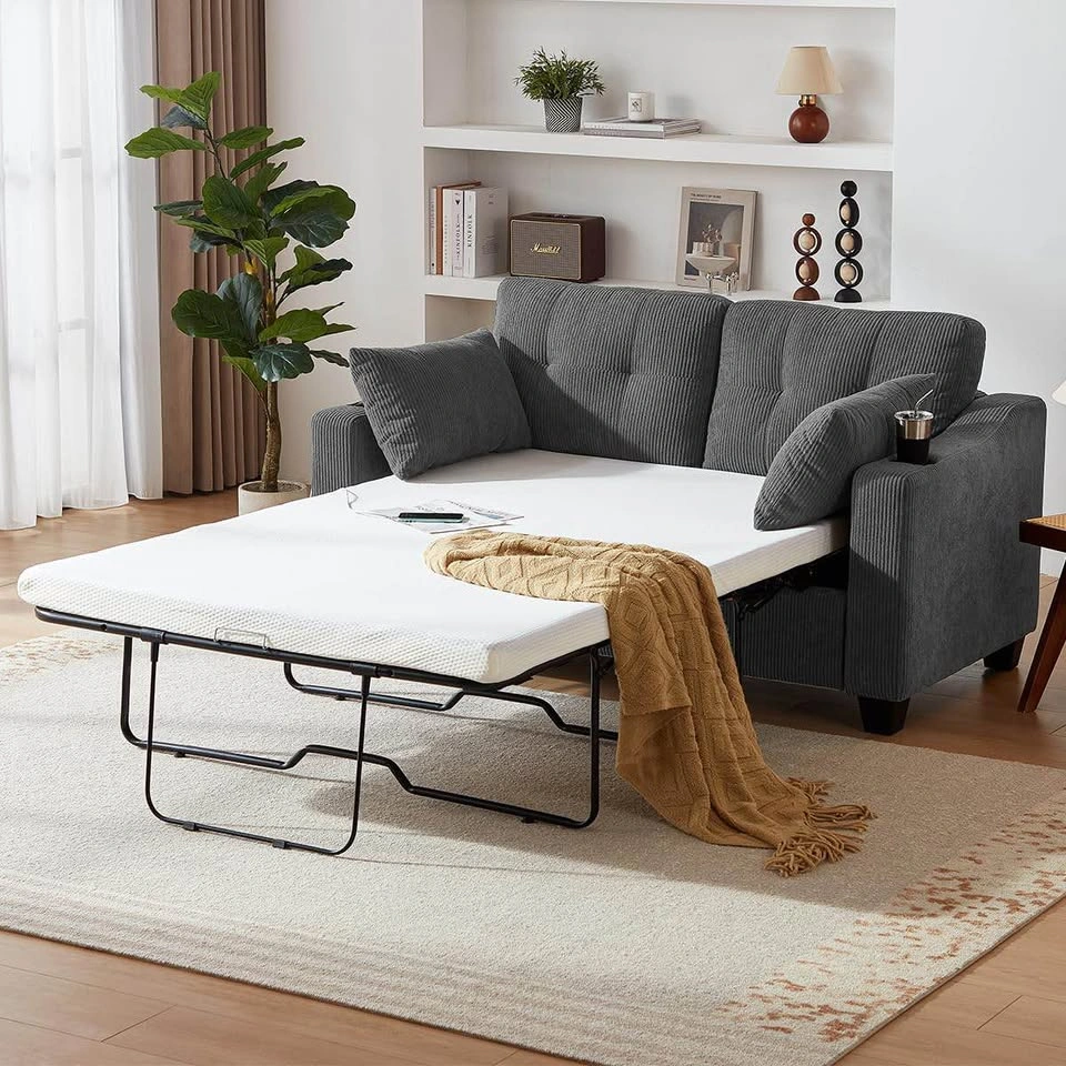CHIC HOUSE Full Size Pull Out Sleeper Sofa Bed – Dark Grey - photo 2
