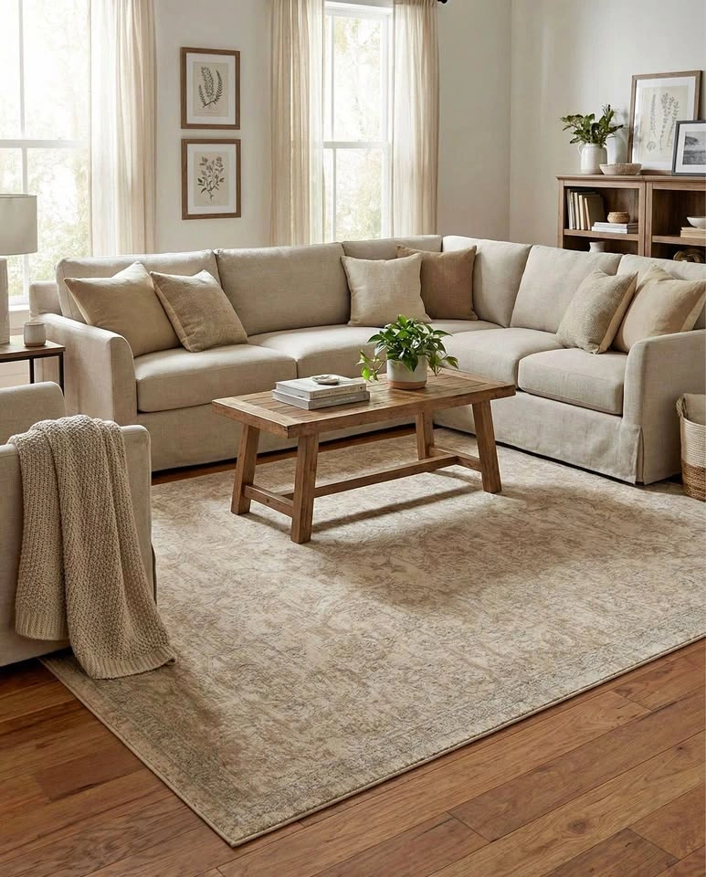 Rugs.com Oregon Collection 9’ x 12’ Ivory Area Rug – New