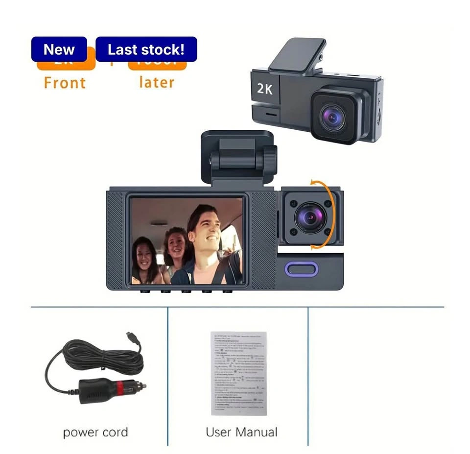 2K 1080P Front & Rear Dash Camera with Parking Mode