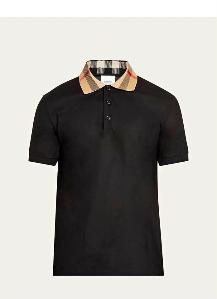 Burberry Black Check Collar Polo Shirt