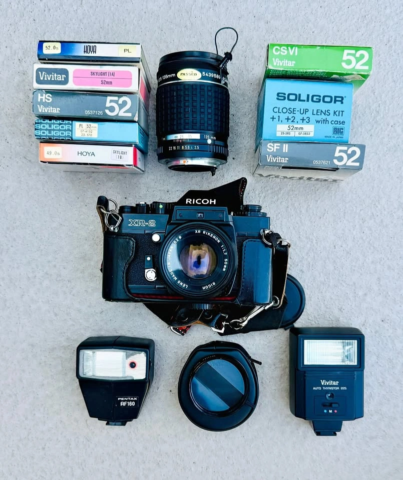 Vintage Ricoh XR-2 Film Camera Kit with Lenses, Filters & Access