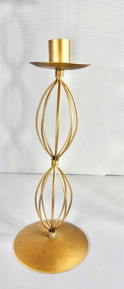 Set of 3 Gold Metal Wire Candlestick Holders - photo 3