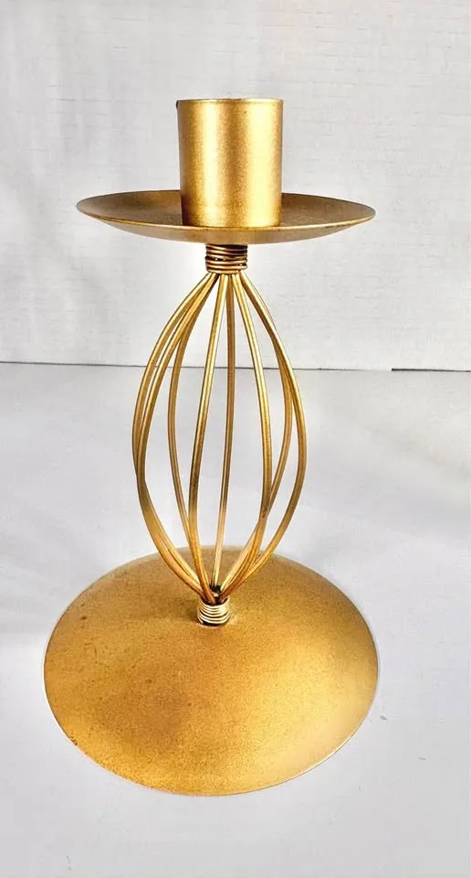 Set of 3 Gold Metal Wire Candlestick Holders - photo 4