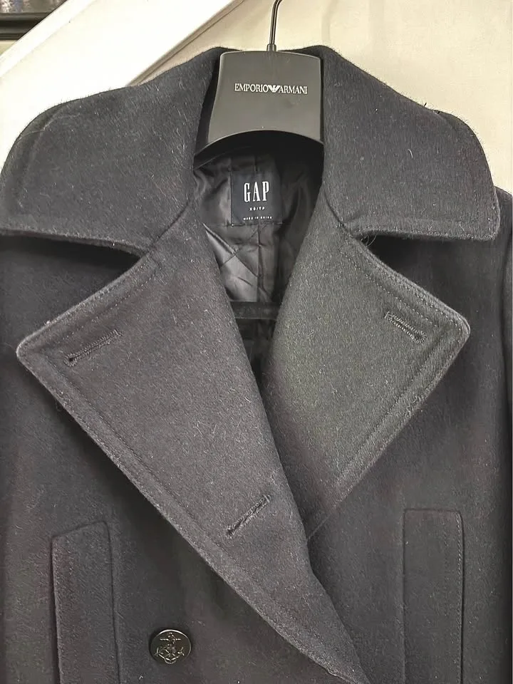 GAP Black Double-Breasted Pea Coat Size XS - photo 2