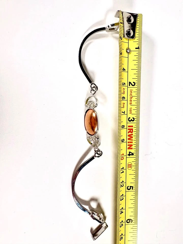 Silver Tone Filigree Bangle Bracelet with Copper Oval Centerpiec - photo 4
