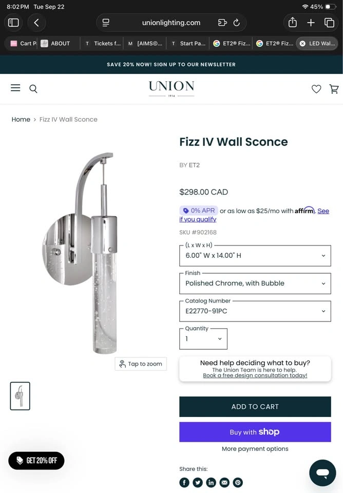 ET2 Fizz IV LED Light Wall Sconce Fixture - photo 2
