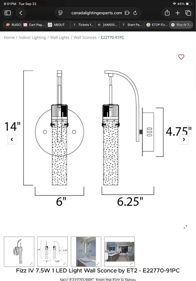 ET2 Fizz IV LED Light Wall Sconce Fixture - photo 5
