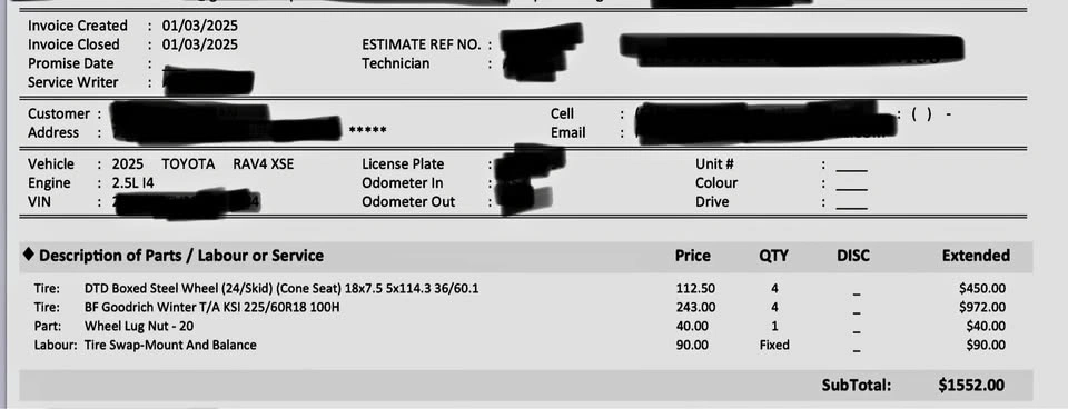 Winter tyre- RAV4 2025/Used only once, last winter