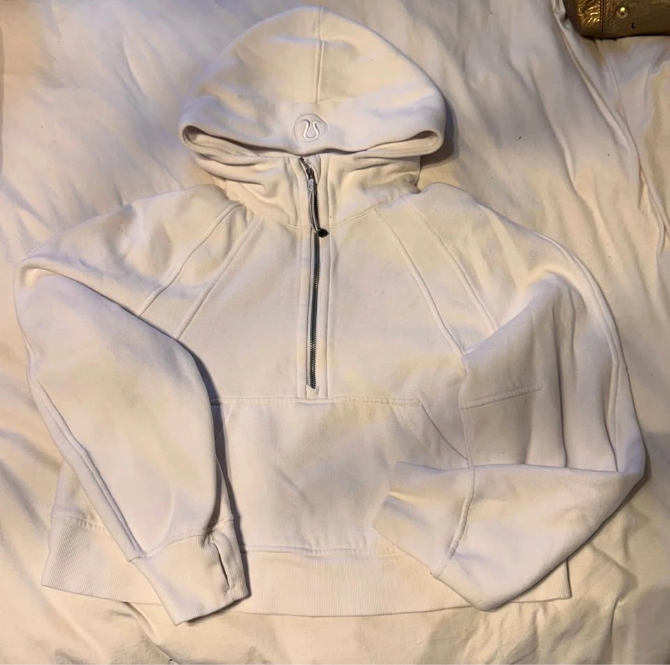 Lululemon Cropped White 1/4 Zip Scuba