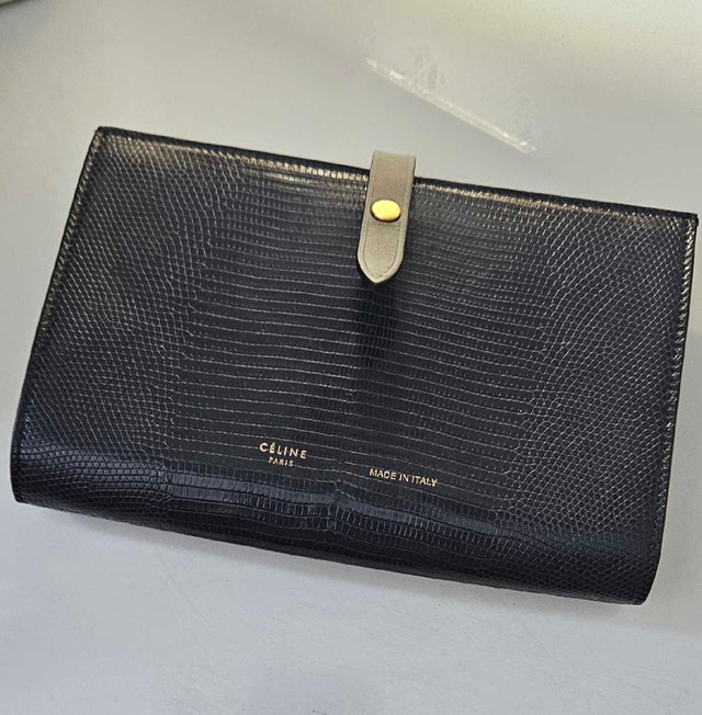CELINE LARGE STRAP LIZARD LEATHER WALLET