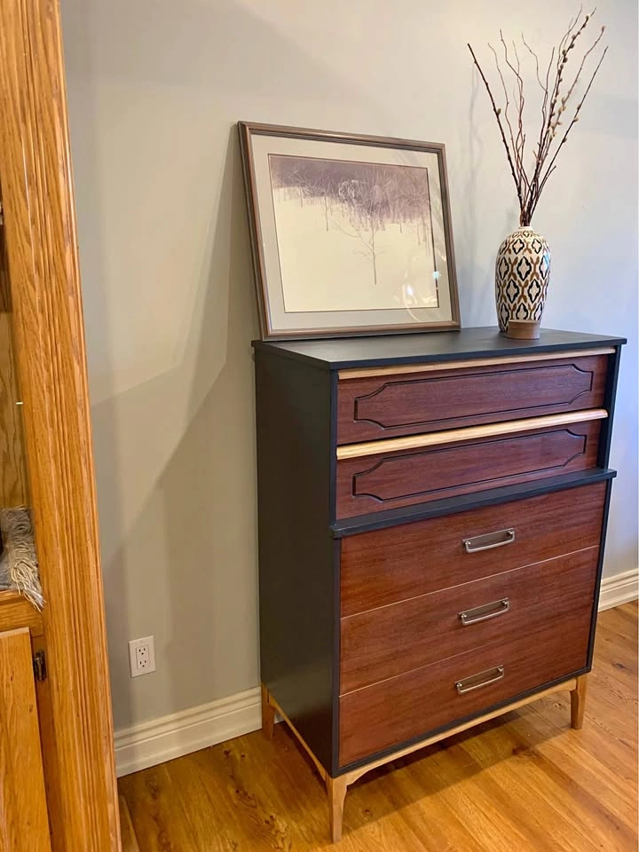 MCM Walnut Tall Boy Dresser