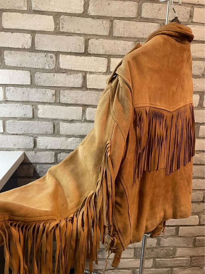 Vintage Buckskin Fringe Biker Jacket (S) - 1990 - photo 3