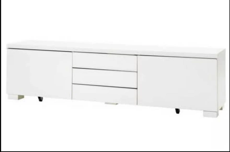 IKEA BESTÅ TV Bench white with wall shelf