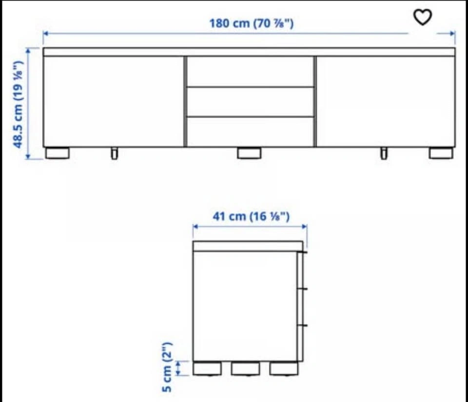 IKEA BESTÅ TV Bench white with wall shelf - photo 3