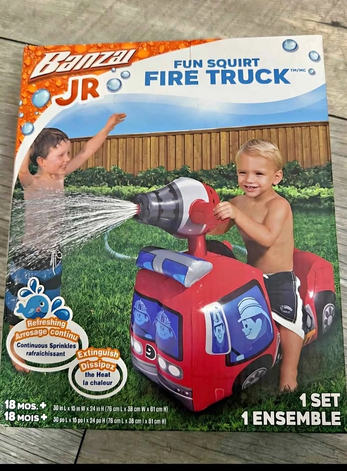 Banzai JR Fun Squirt Fire Truck Inflatable