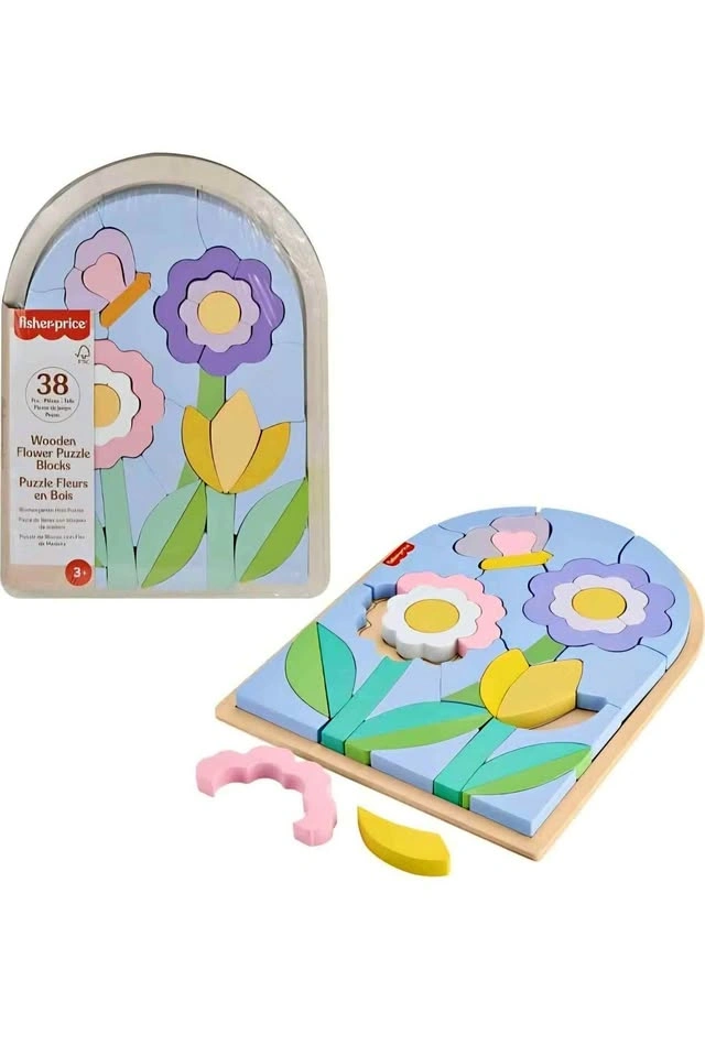 Fisher-Price Wood Preschool Toy Flower Puzzle Blocks