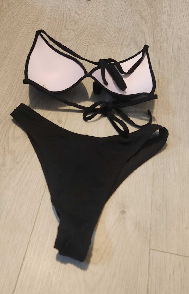 Black Ribbed Bikini (Size Large) - photo 2
