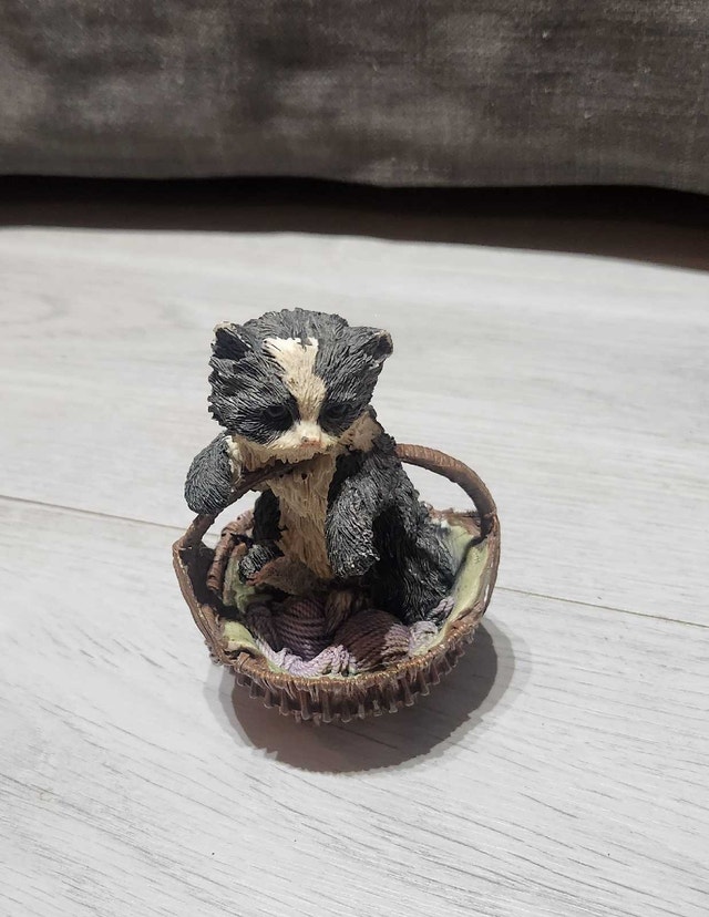 Cat in a basket of yarn ornament
