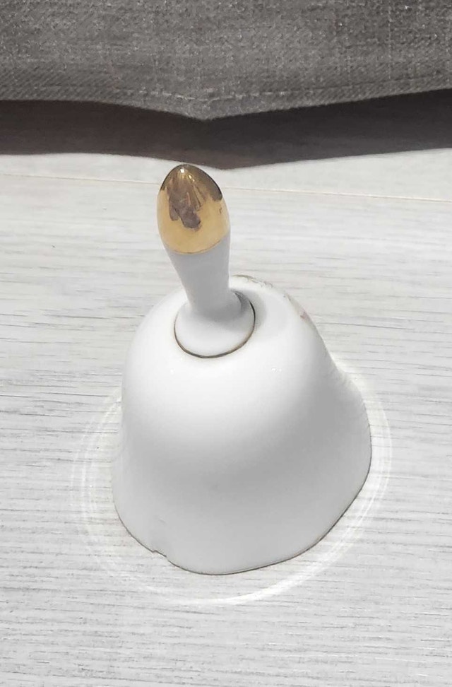 Vintage Happy Anniversary Bell With Gold Trim (Small Chip) - photo 3