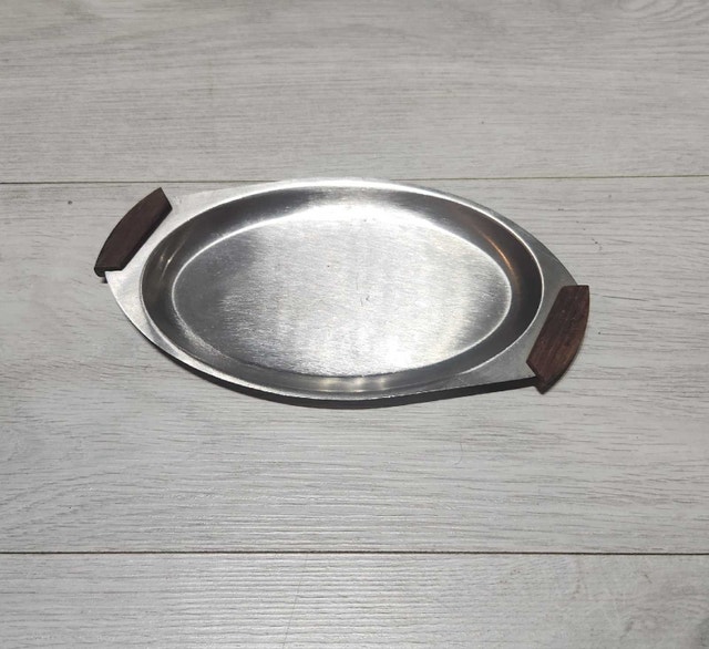 Vintage Stainless Dish With Wood Handle