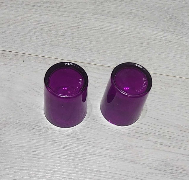 2 Small Purple Tea Light Holders - photo 2