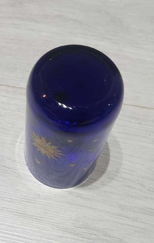 Vintage 1990s Libby Colbalt Blue Celestial Sun Moon Stars Glass - photo 2