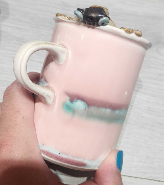 Vintage Pink Teapot & Mug With Frogs - photo 3