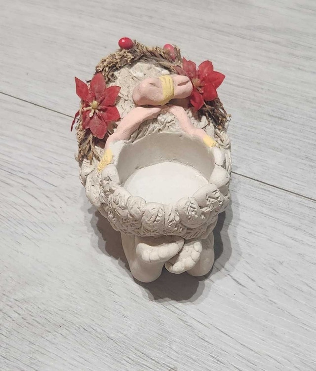 Vintage Dreamsicle Cherub Figurine #137 Small Candle Holder - photo 2
