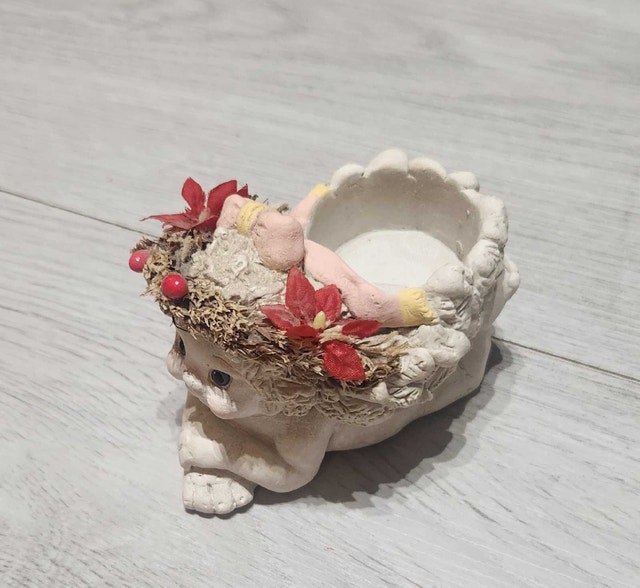 Vintage Dreamsicle Cherub Figurine #137 Small Candle Holder - photo 3