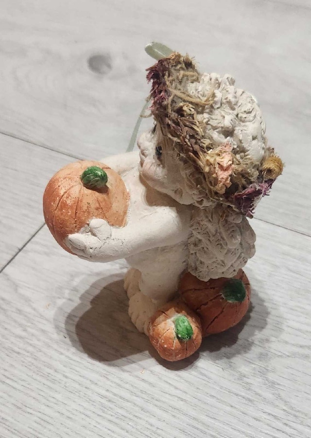 Vintage Dreamsicle Cherub Figurine #206 Pumpkin Patch - photo 2