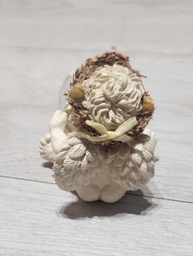 Vintage Dreamsicle Cherub Figurine "Flower Pot Snow Globe" - photo 3