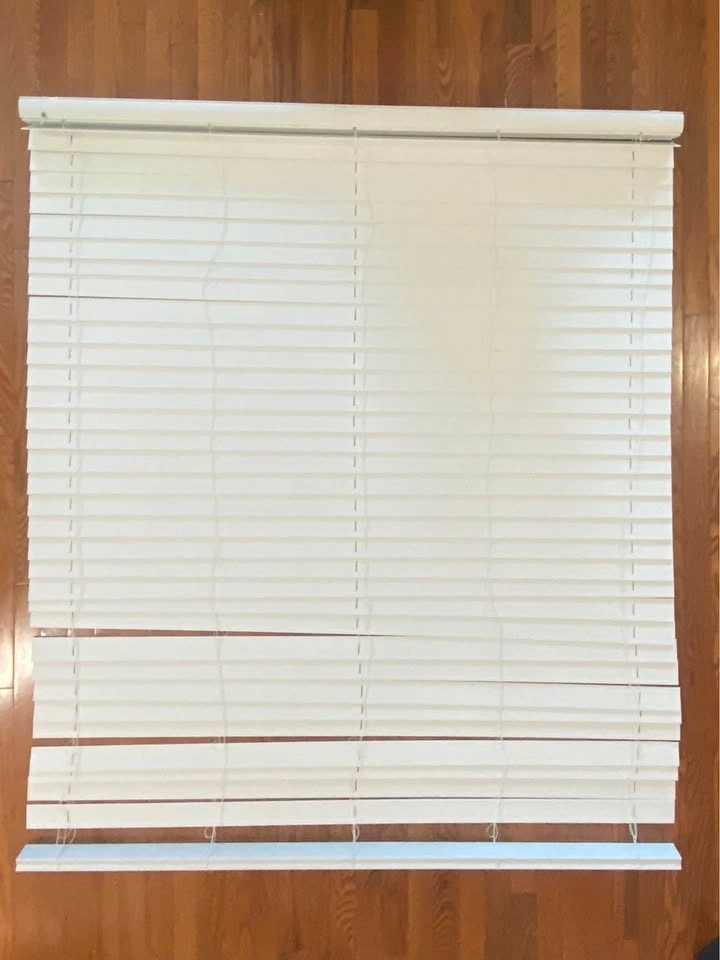 White Cordless Faux Wood Blinds - photo 2