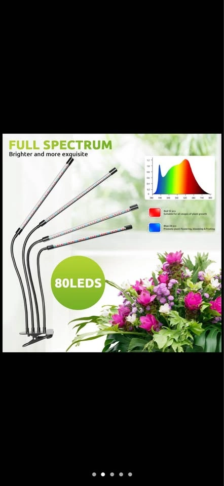 Grow Light for Indoor Plants, 4-Head Full Spectrum with Timer - photo 5