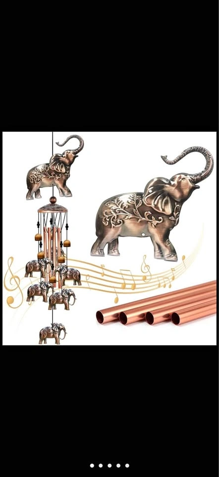 Elephant Theme Wind Chimes - Aluminum Tubes and Bells