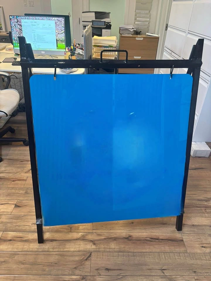 Large Freestanding Metal Sign Display Frame – Blue Panel