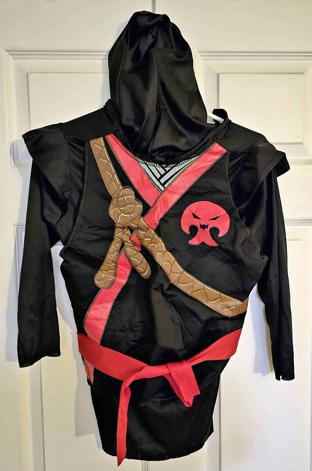 Black Ninja Kids Costume Set with Hood & Pants - Size M