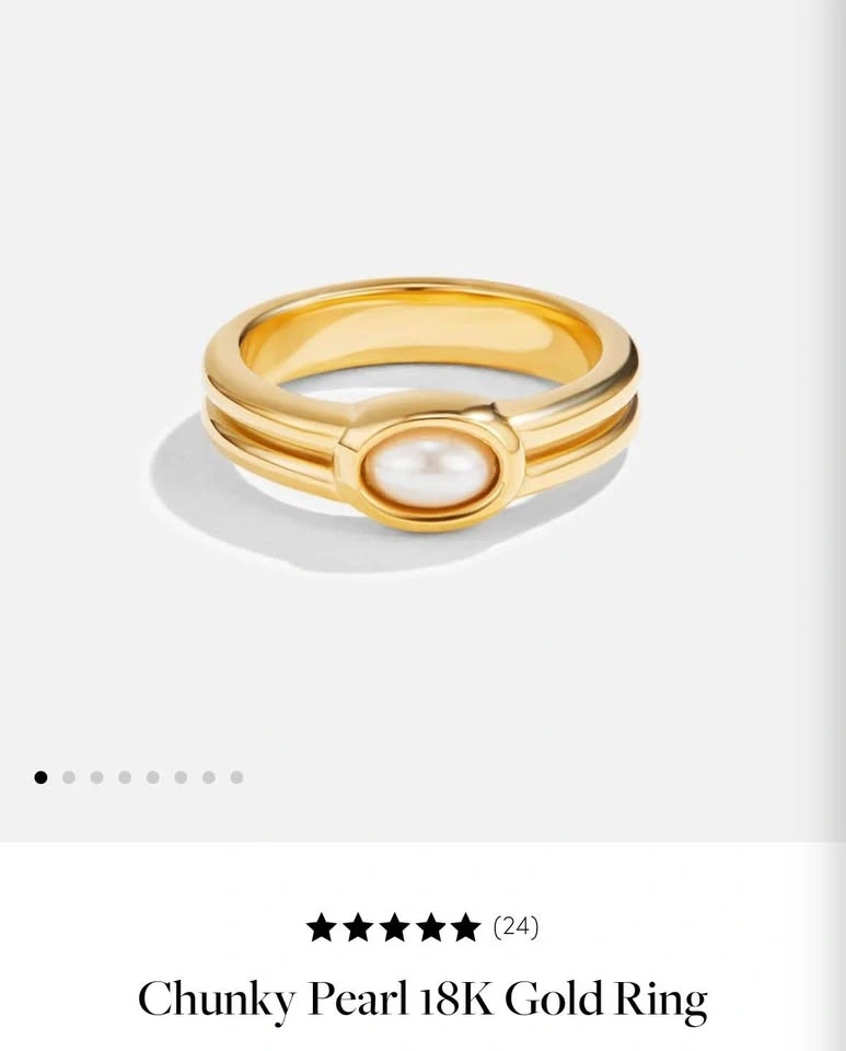 NEW - Chunky Pearl 18K Gold Ring - photo 2