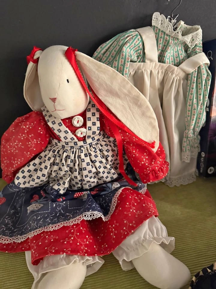 VINTAGE - Handmade Bunny Plush Toy w/ Dress
