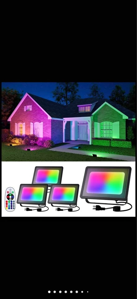 4 Pack 50W LED Color Changing Flood Lights with Remote