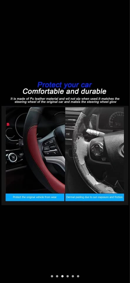 Car Steering Wheel Cover, Elastic Stretch Anti-Slip Leather - photo 5