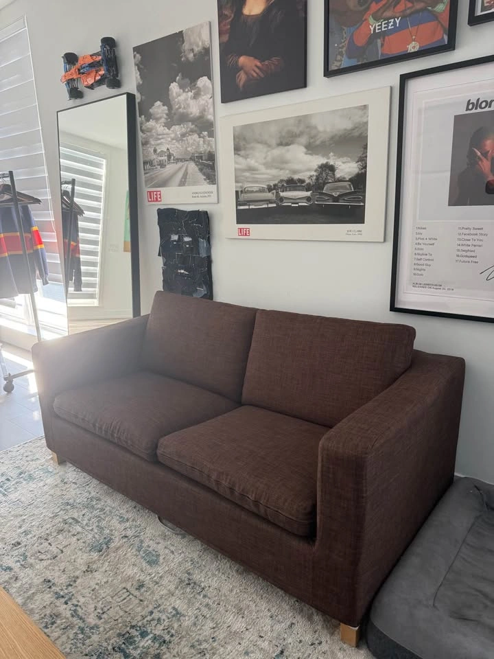 IKEA Karlstad Sofa Bed — Reupholstered, Like-New Fabric — 2 Avai - photo 3