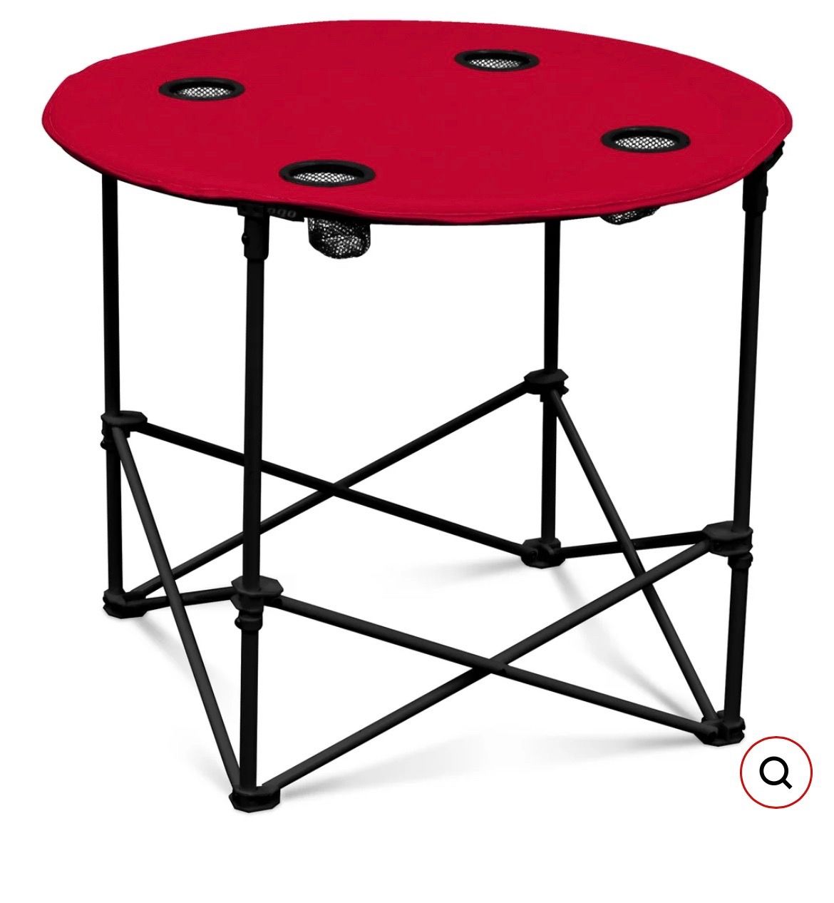 Red portable fold up table