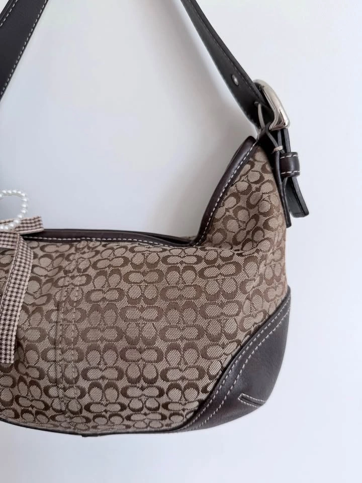 Vintage Coach Choco Brown Leather & Signature Canvas Hobo Bag - photo 5