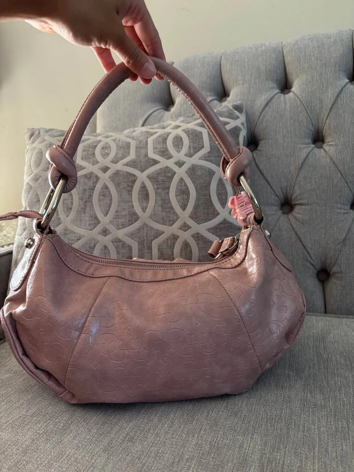 Guess Y2K Blush Pink Monogram Hobo Shoulder Bag - photo 2